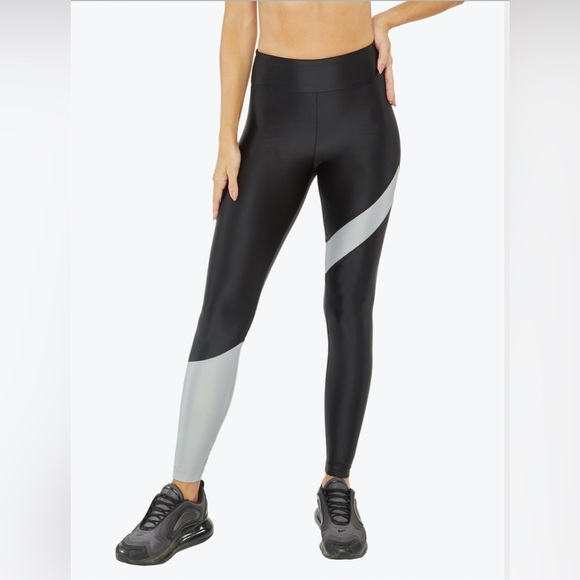 Koral Appeal Energy Leggings High Rise Waist Shine Black Silver Size XS - Picture 4 of 15